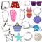 Beach Cookie Cutters 9 Pc Set. USA Tin Plate Steel - By CookieCutter.Com